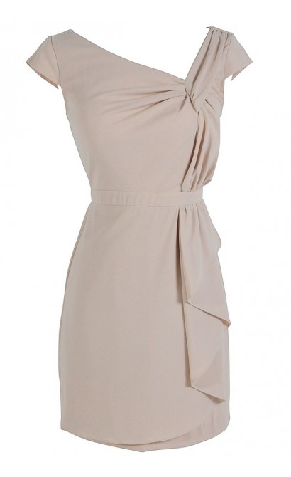Capsleeve Twist Designer Dress by Minuet in Cream